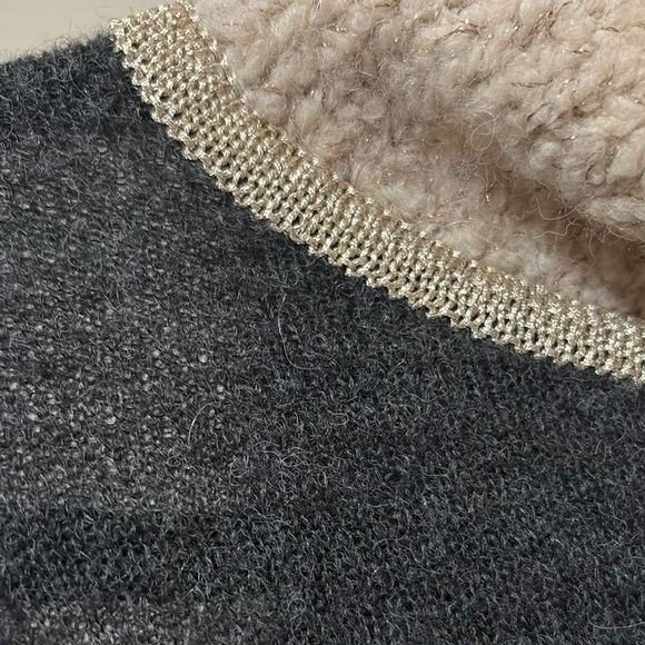 Tory Burch Gray and Cream Turtleneck Sweater wool/alpaca blend XL - Picture 4 of 8